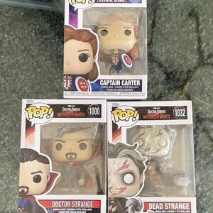 Funko Pop Marvel Doctor Strange, Dead Strange, & Captain Carter Lot of 3
